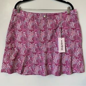 SZ 14 DAILY SPORTS VERONICA COURT SKORT PRINT PINK WHITE MESH SHORT UNDER SKIRT